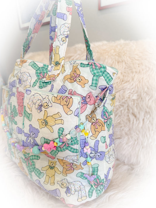 BeanTown Buddies® Vintage Teddy Quilt Tote Bag