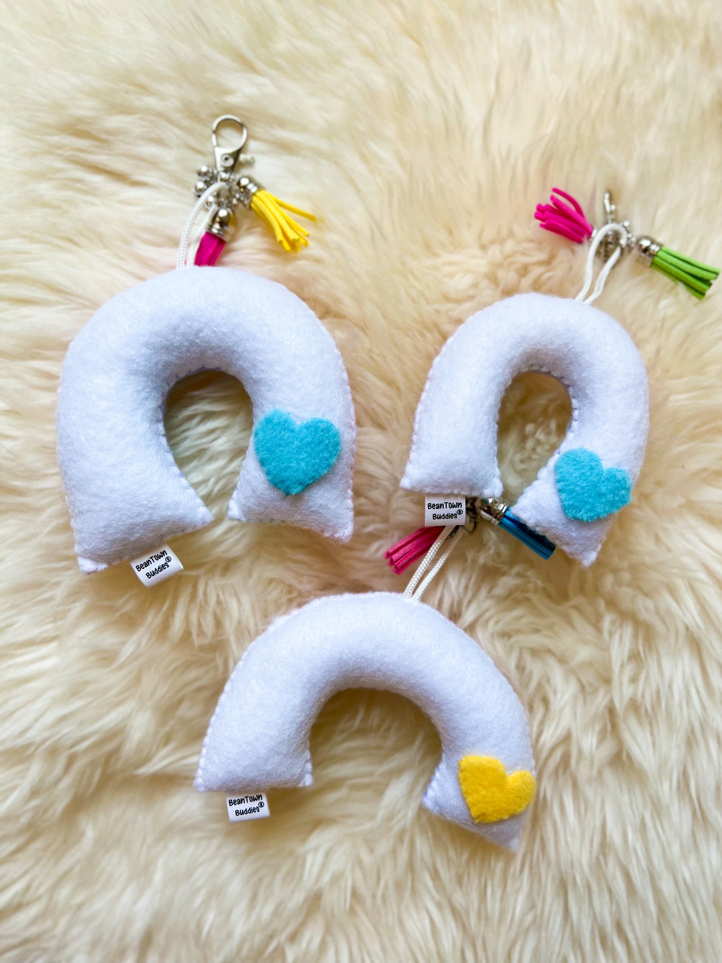 BeanTown Buddies® Rainbi Kawaii Rainbow Plush Keychain
