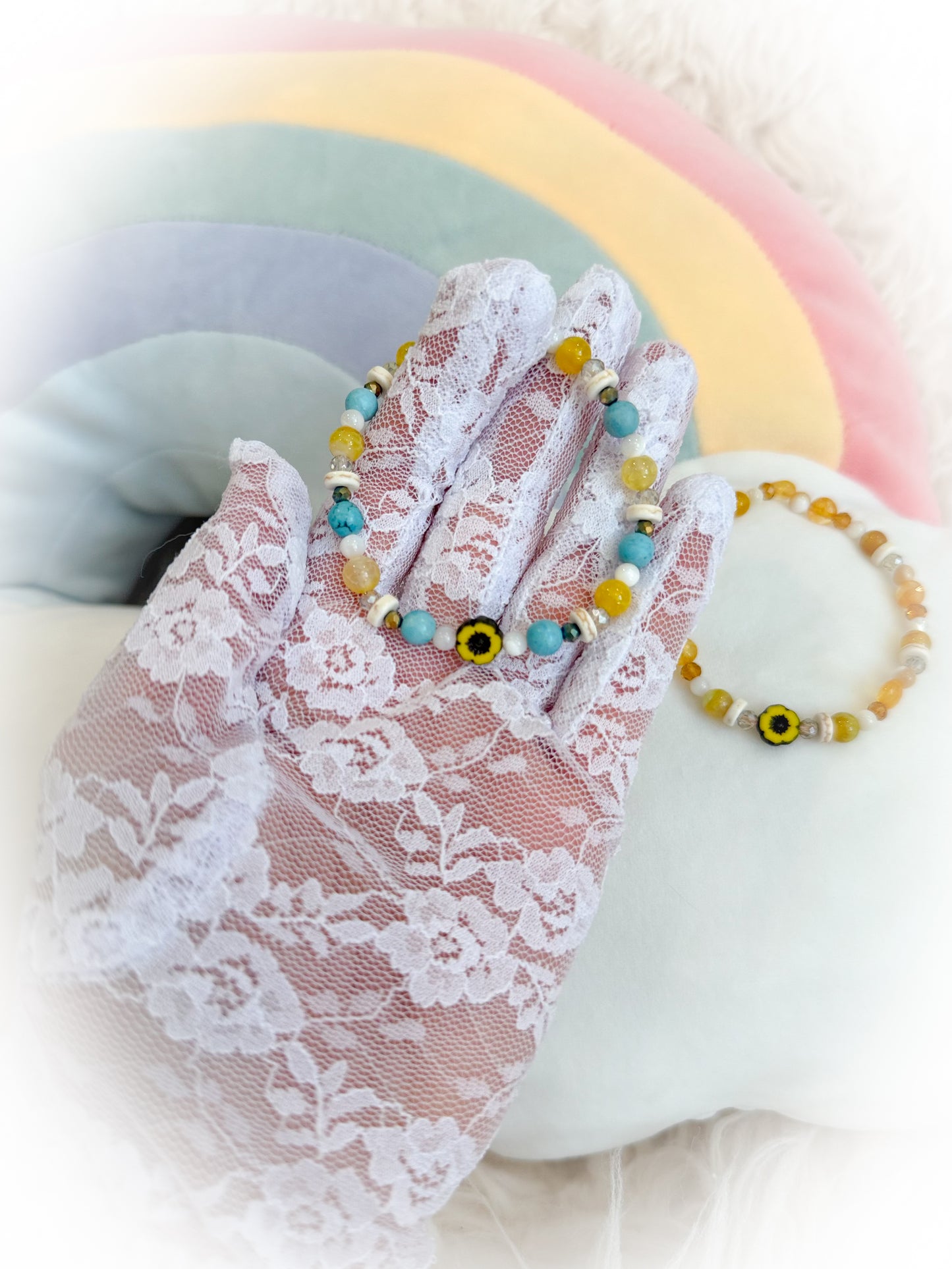 BeanTown Buddies® Flower Semi Precious Stone Bracelet
