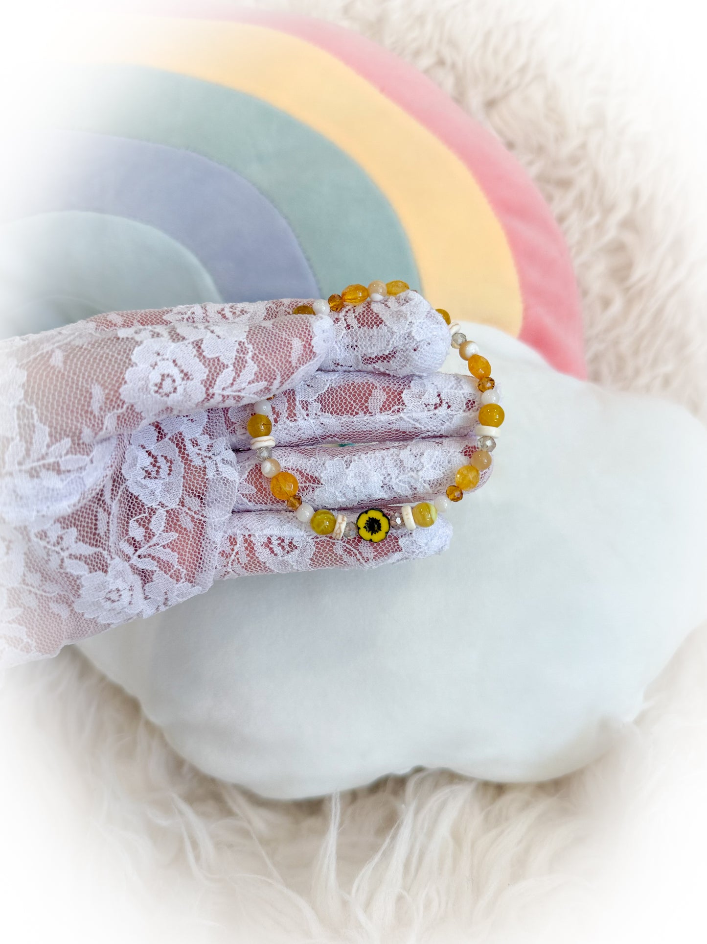 BeanTown Buddies® Flower Semi Precious Stone Bracelet
