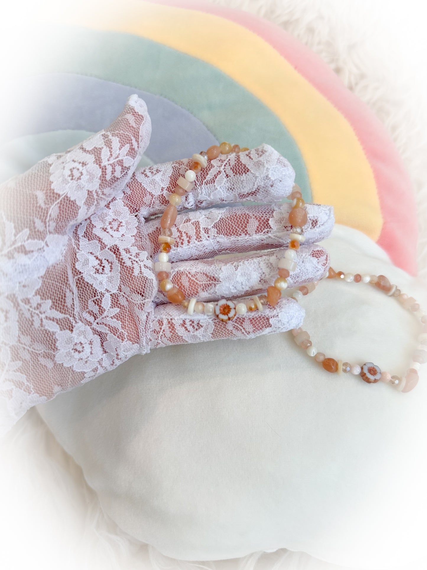 BeanTown Buddies® Flower Semi Precious Stone Bracelet