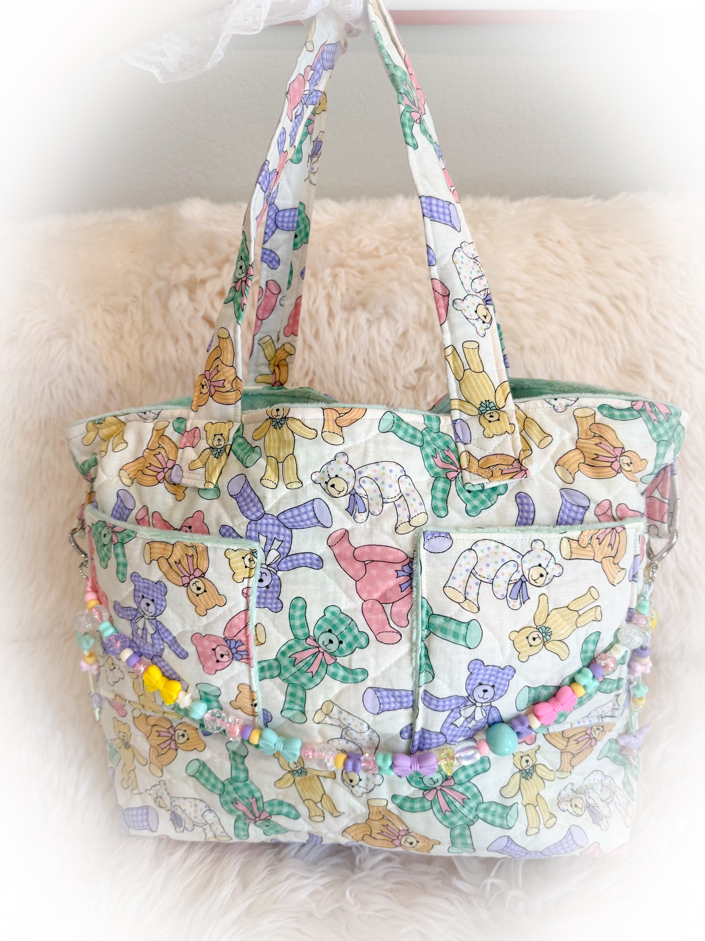 BeanTown Buddies® Vintage Teddy Quilt Tote Bag