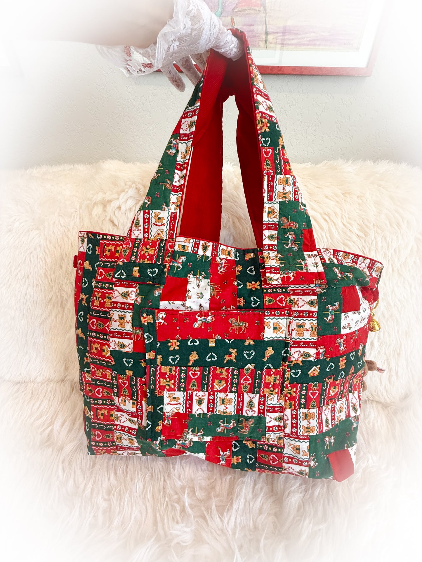 BeanTown Buddies® Vintage Xmas Quilt Tote Bag
