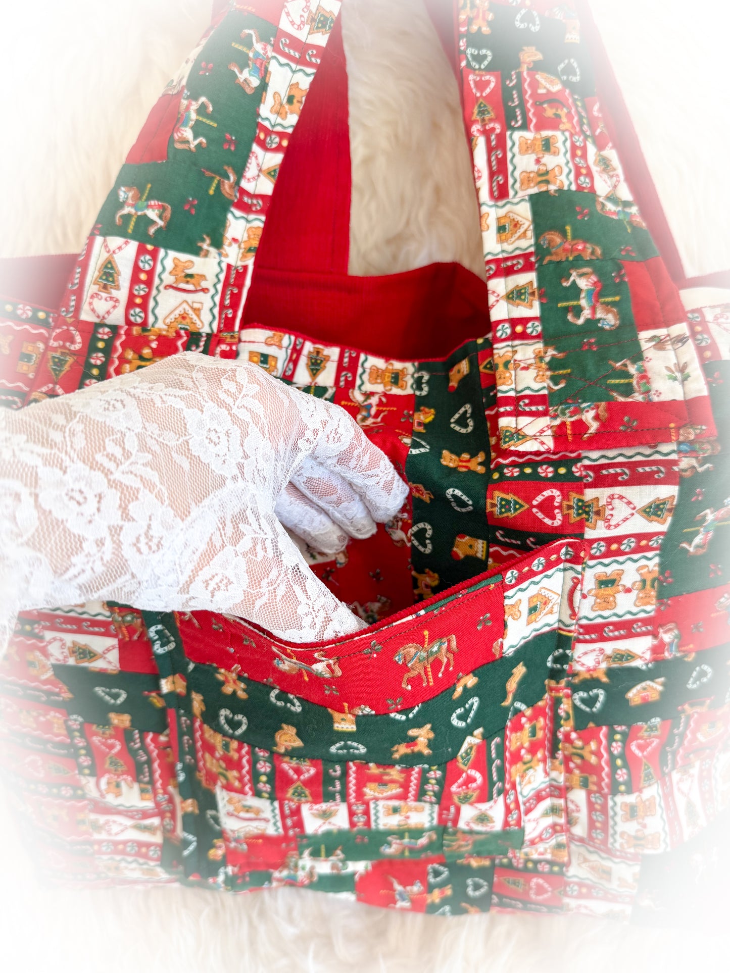 BeanTown Buddies® Vintage Xmas Quilt Tote Bag