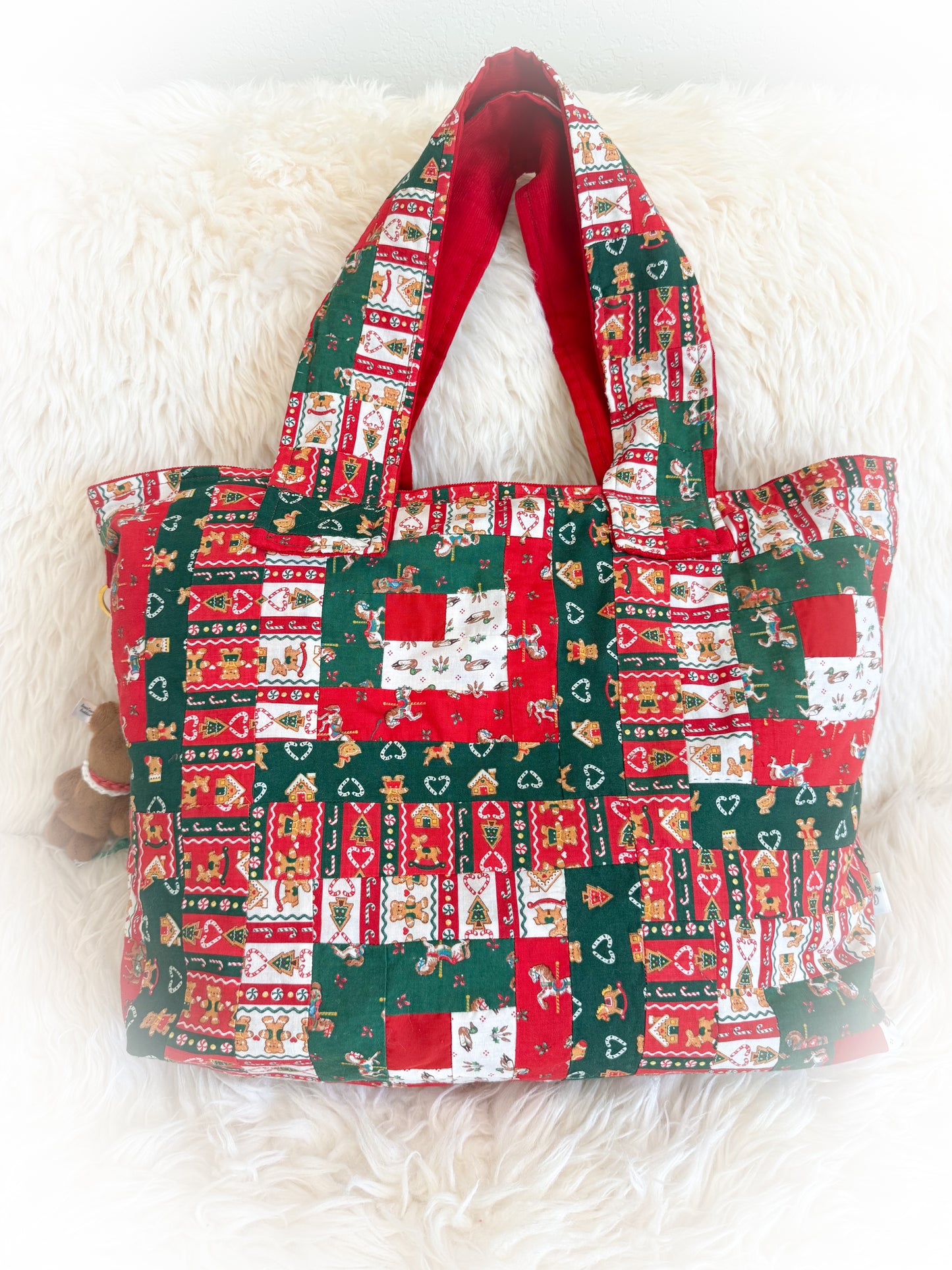 BeanTown Buddies® Vintage Xmas Quilt Tote Bag