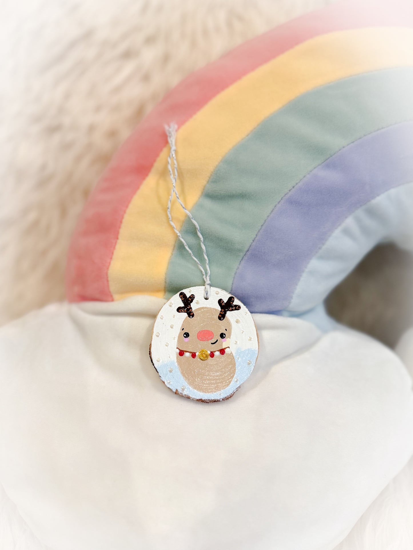 BeanTown Buddies® Wood Slice Bean-Deer Ornament