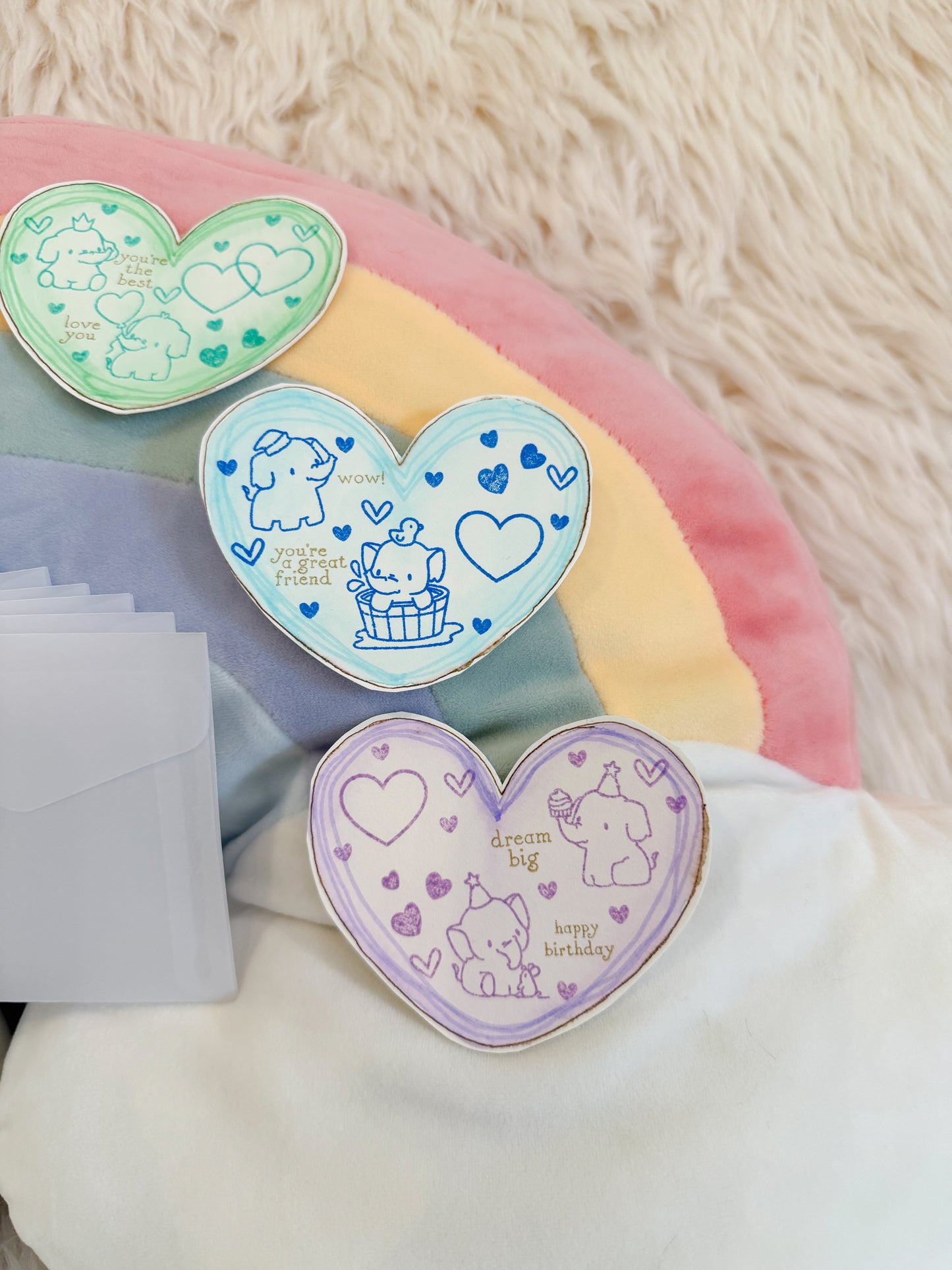 BeanTown Buddies® Mini Elephants Heart Card & Envelope Set