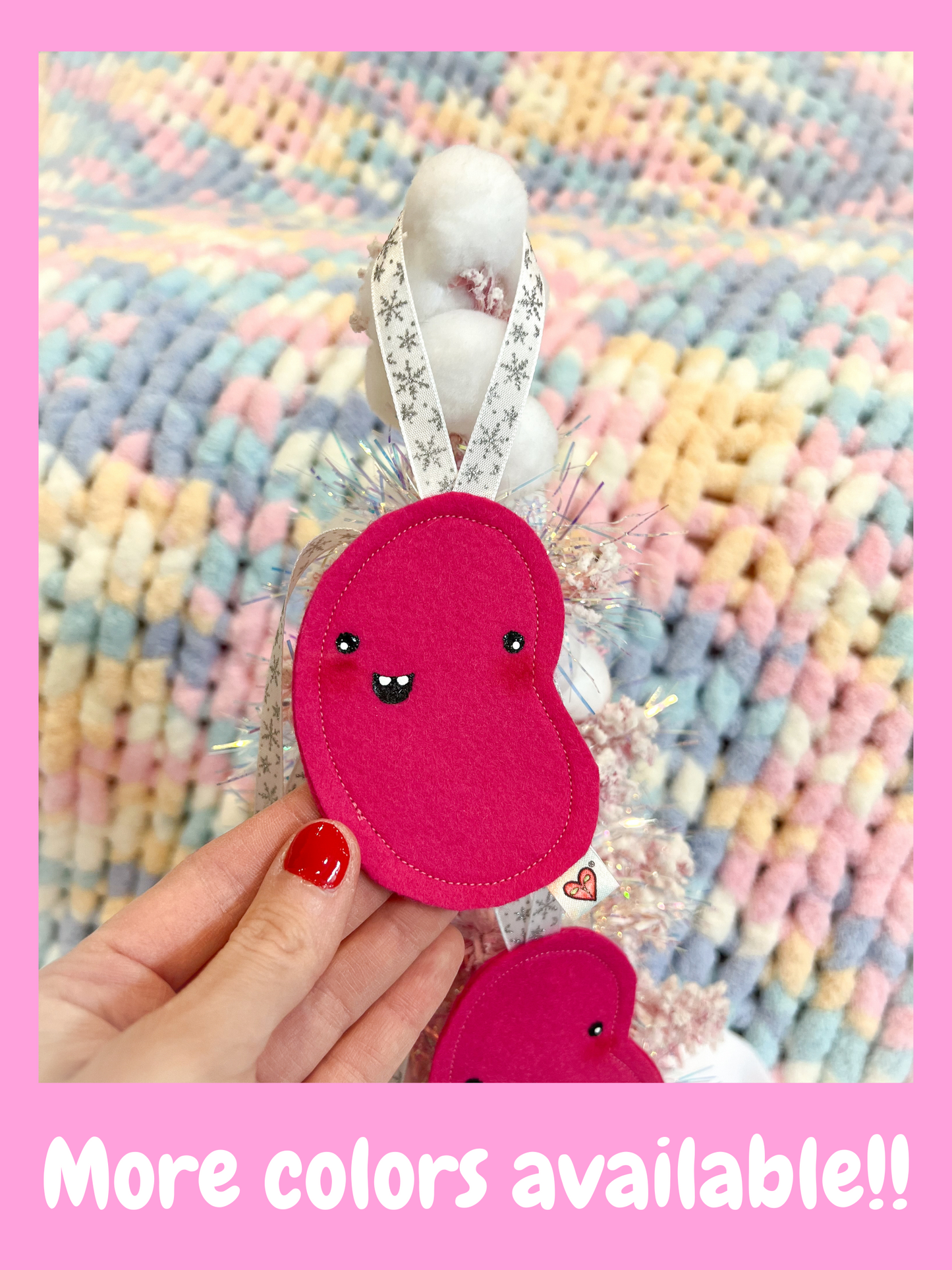 BeanTown Buddies® Dark Pink Jelly Bean Ornament