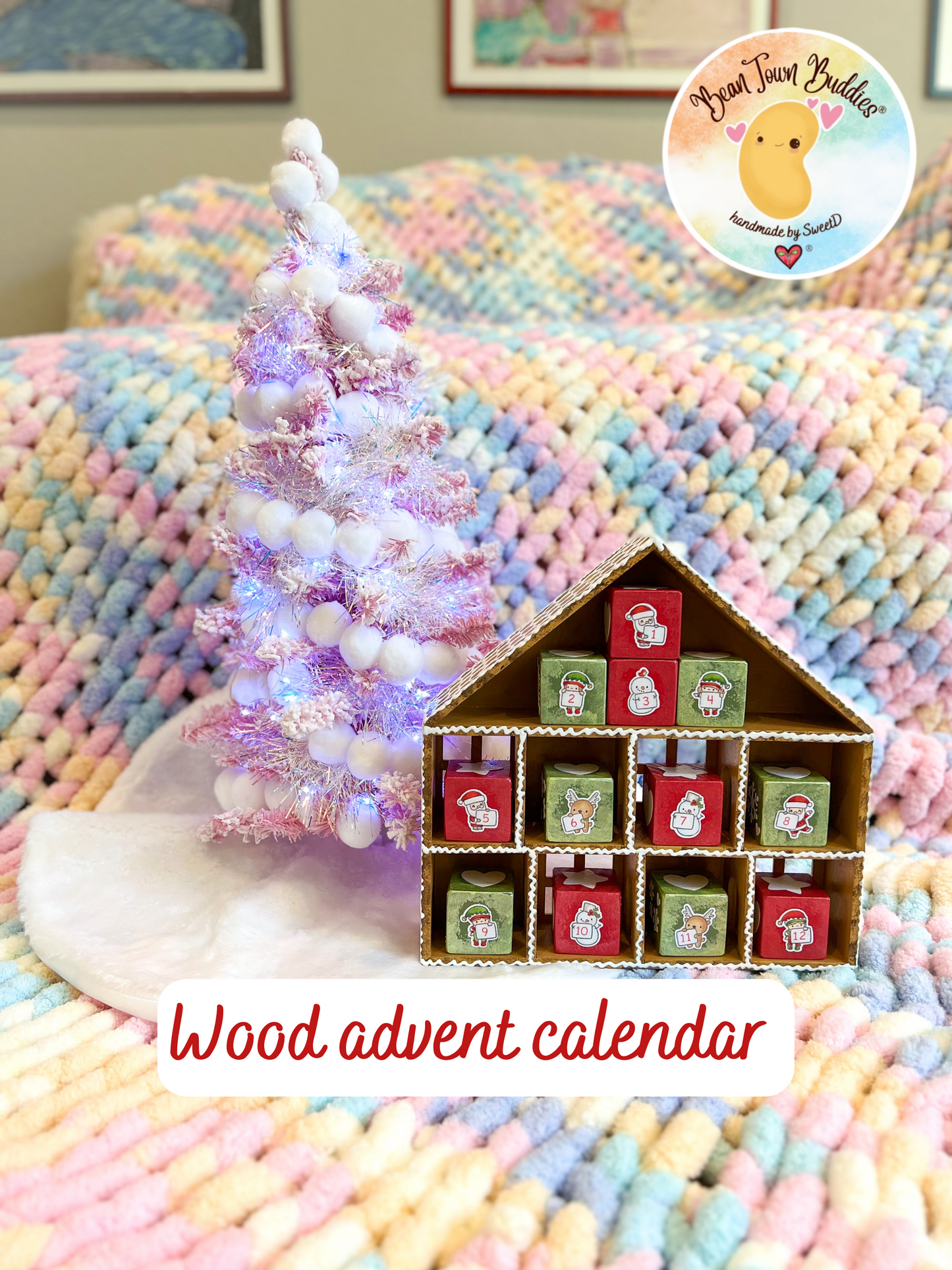 BeanTown Buddies® Wood Advent Calendar Gingerbread House