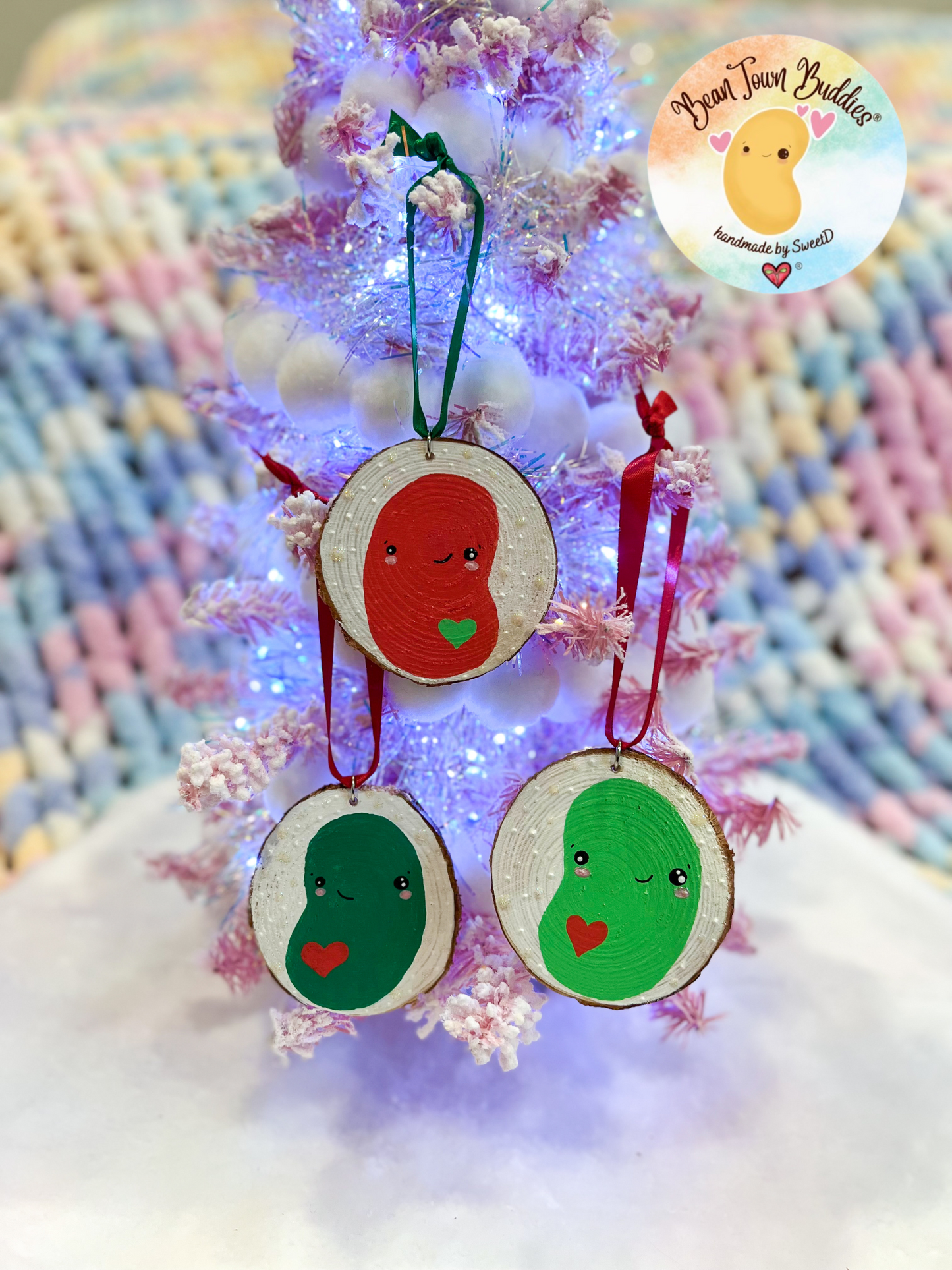 BeanTown Buddies® Wood Slice Jelly Bean Ornaments