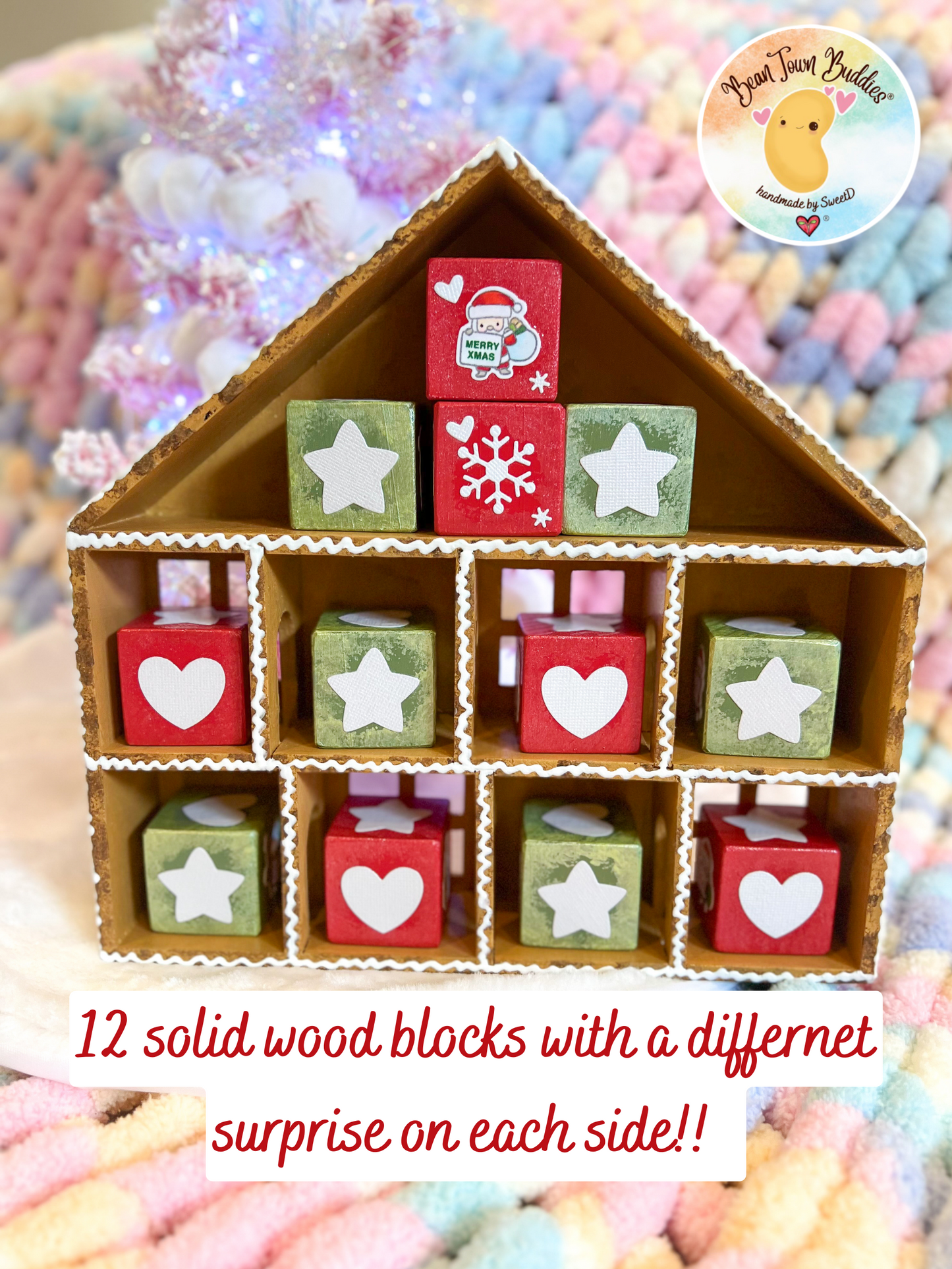 BeanTown Buddies® Wood Advent Calendar Gingerbread House