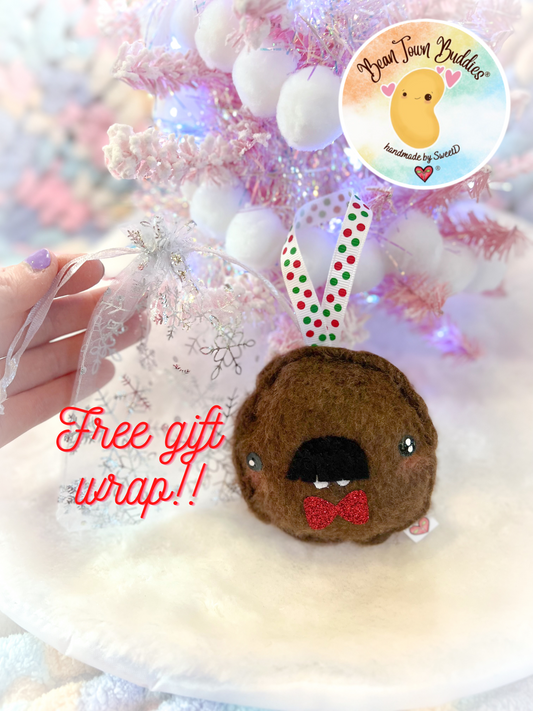 BeanTown Buddies® Mustachi Meatball Holiday Plushie Ornament