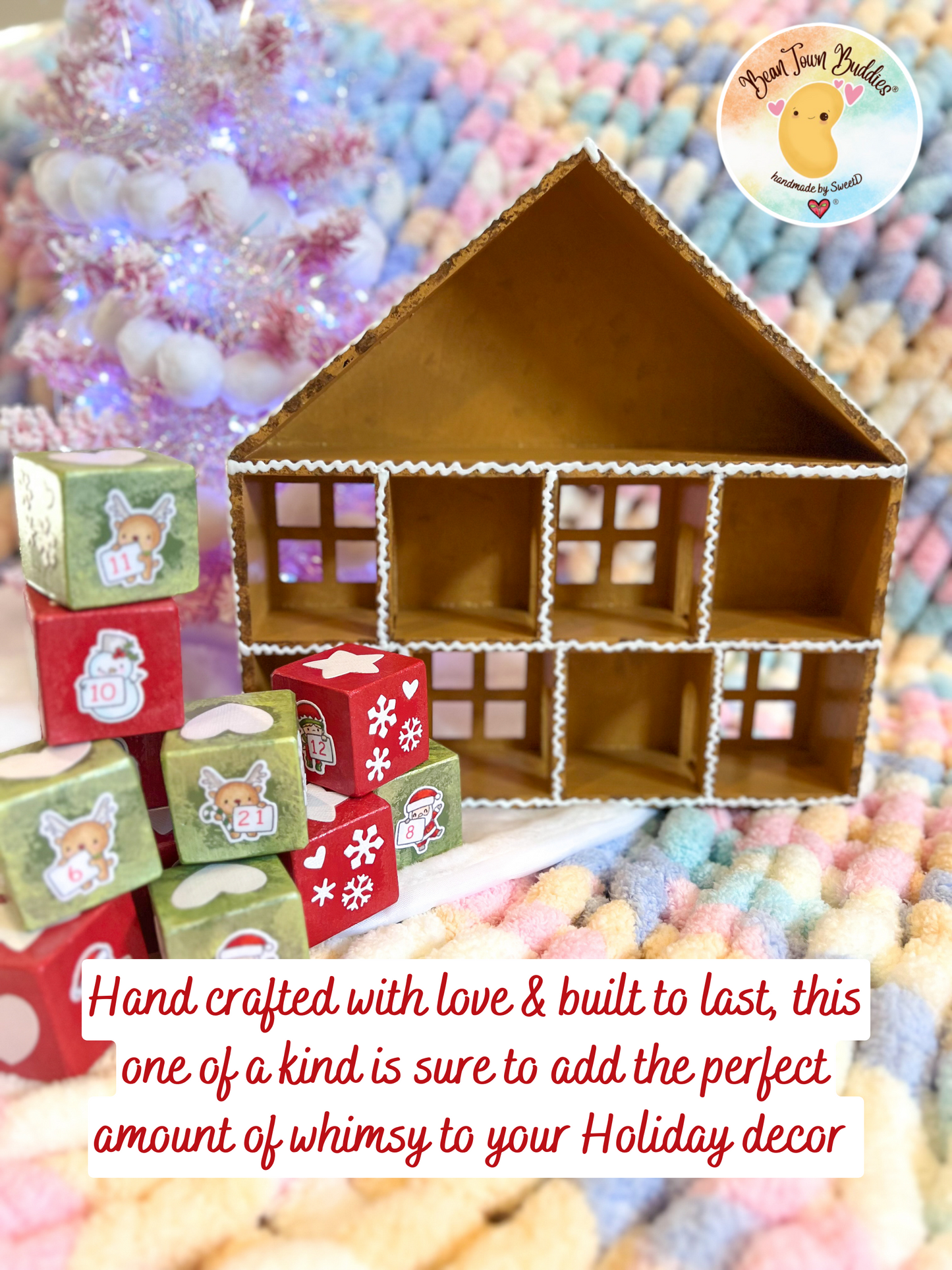 BeanTown Buddies® Wood Advent Calendar Gingerbread House