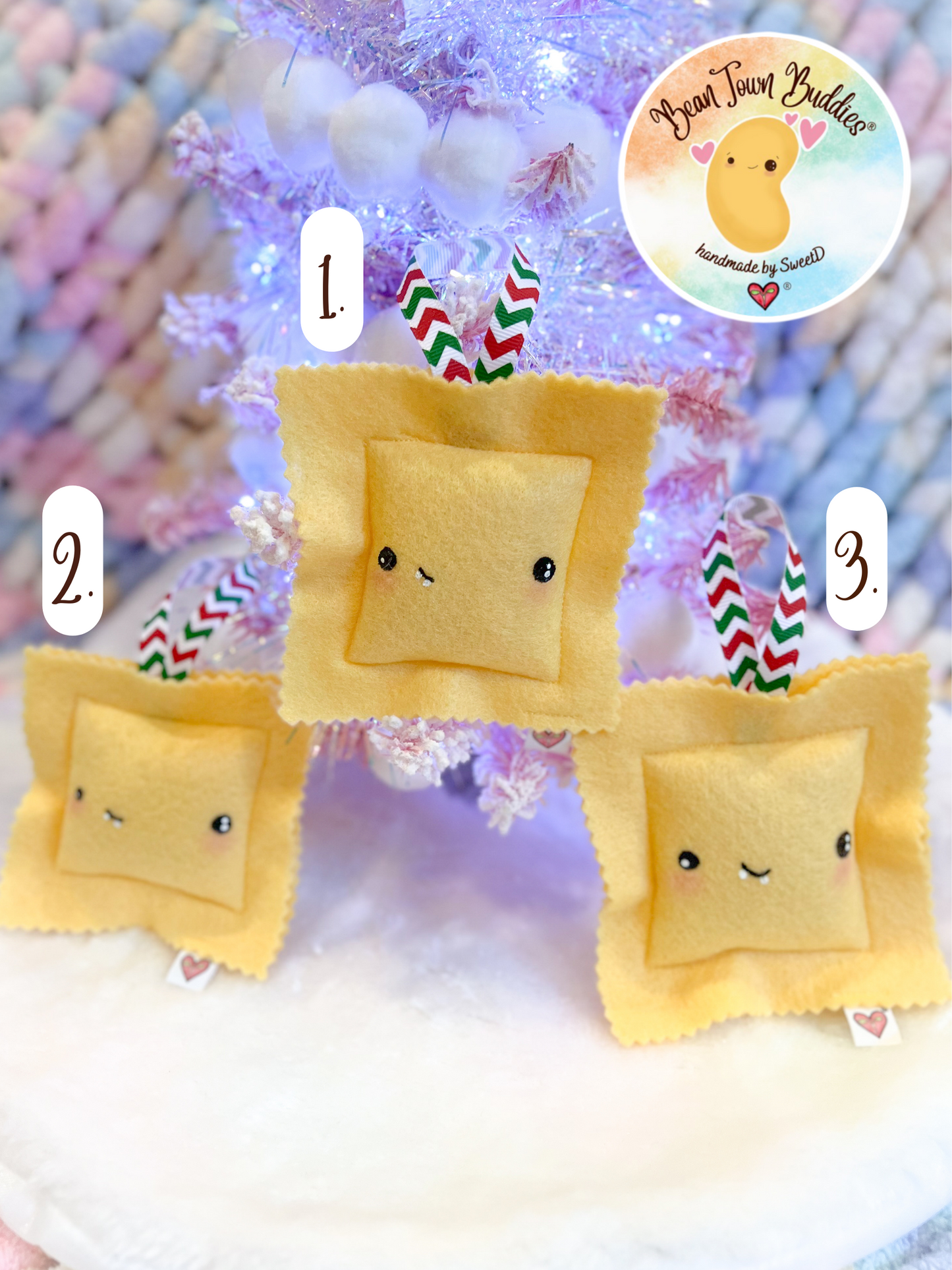 BeanTown Buddies® Ravioli Holiday Plushie Ornament