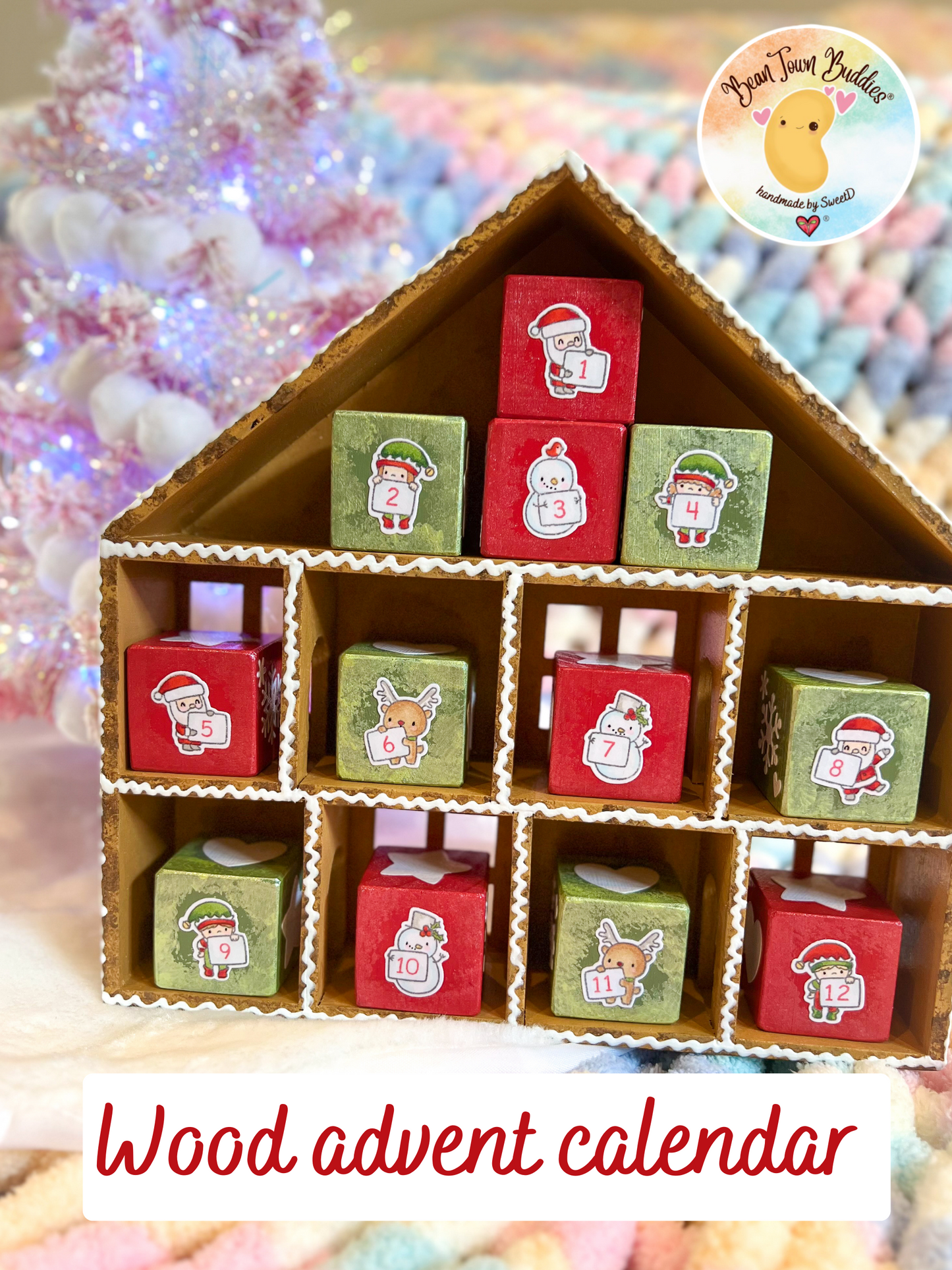 BeanTown Buddies® Wood Advent Calendar Gingerbread House