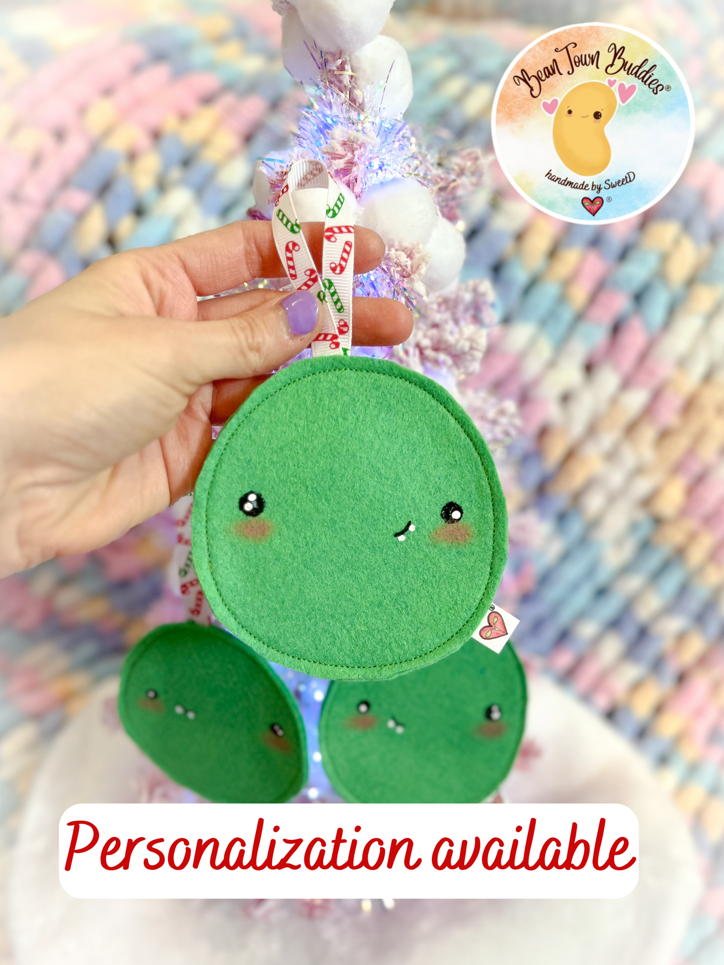 BeanTown Buddies® HapPea Personalizable Felt Ornament