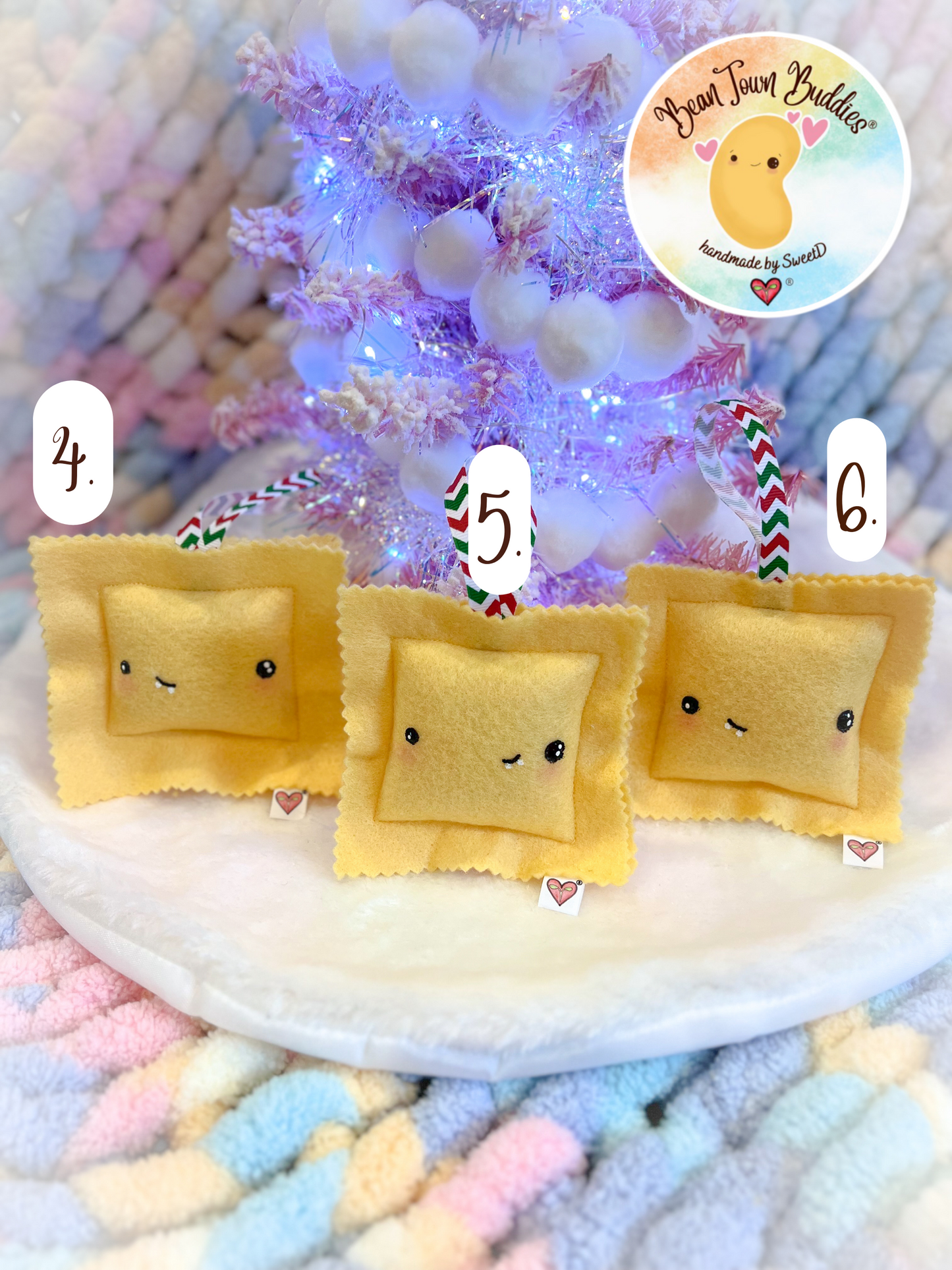 BeanTown Buddies® Ravioli Holiday Plushie Ornament