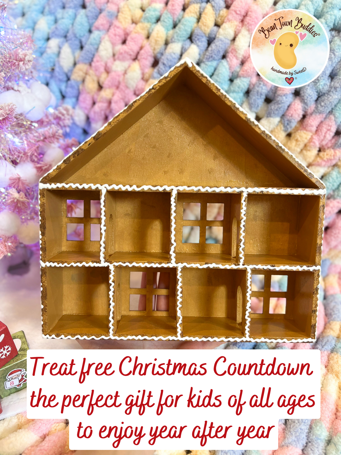 BeanTown Buddies® Wood Advent Calendar Gingerbread House