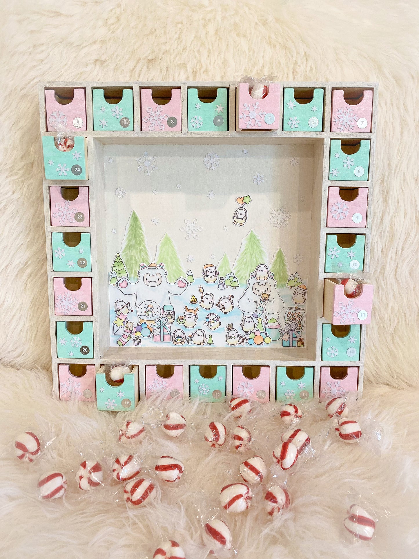 OOAK Wooden Yeti Christmas Advent Calendar