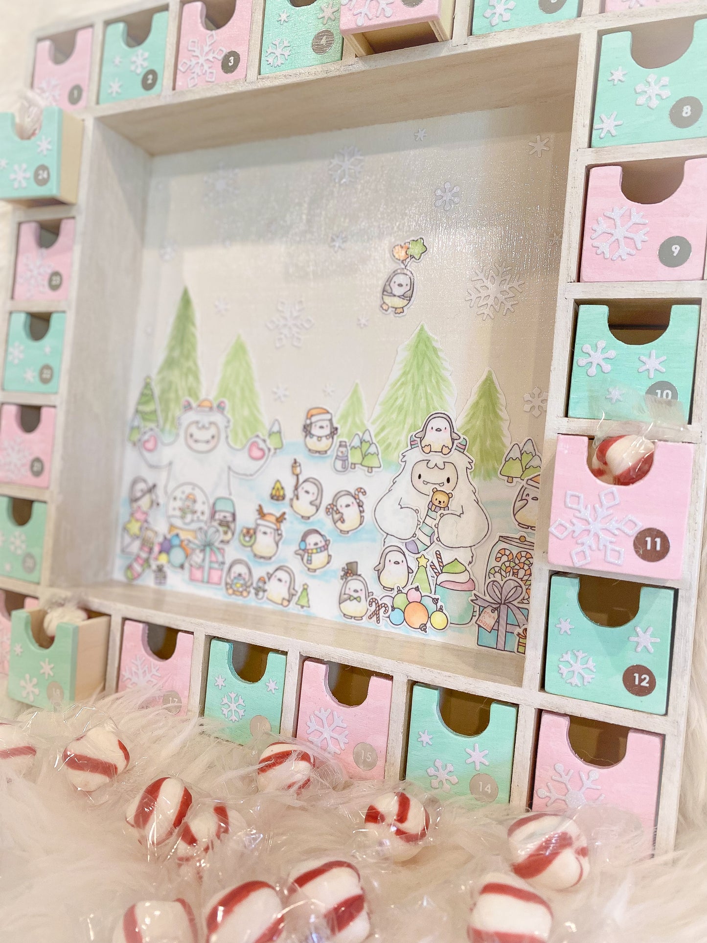 OOAK Wooden Yeti Christmas Advent Calendar