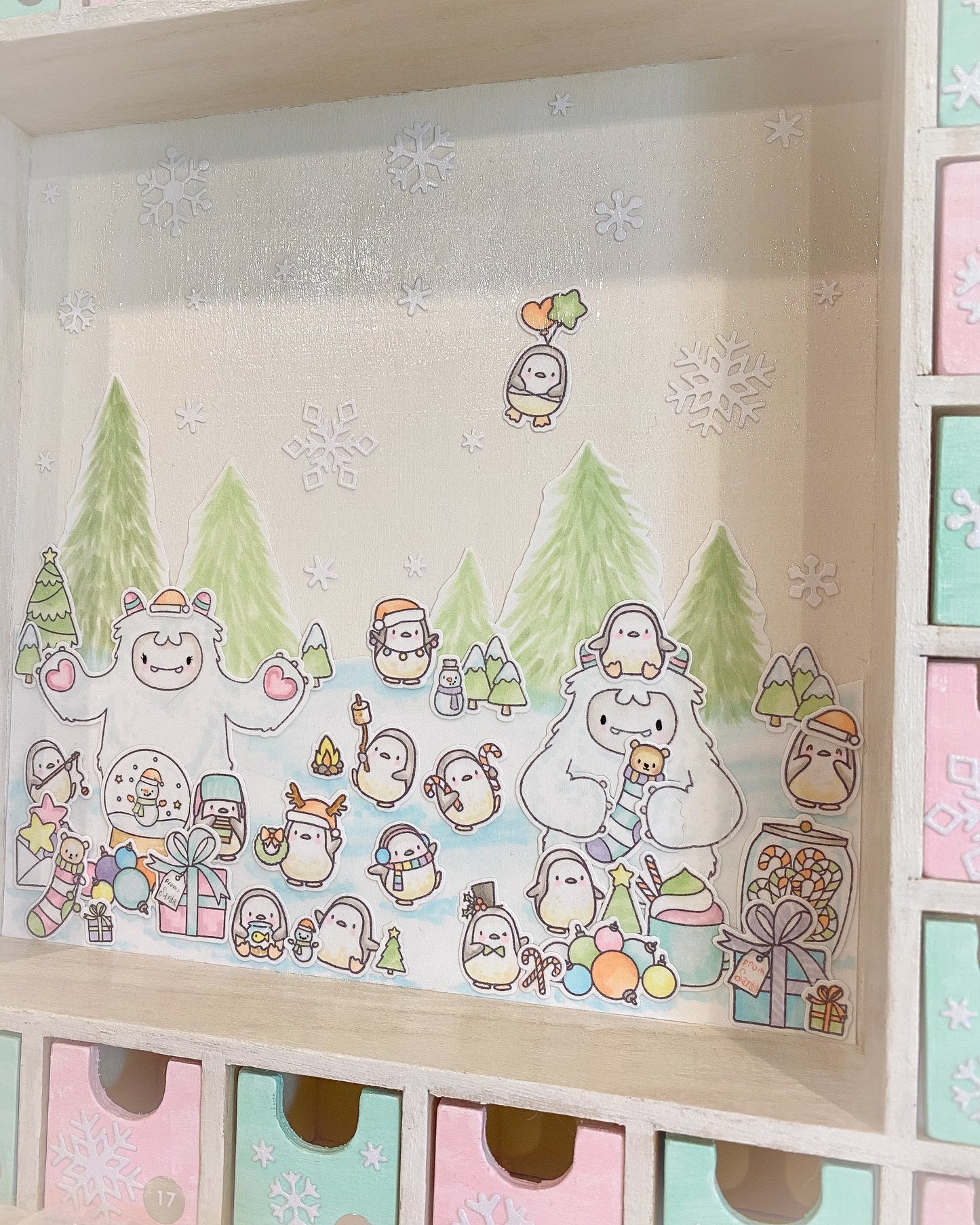 OOAK Wooden Yeti Christmas Advent Calendar