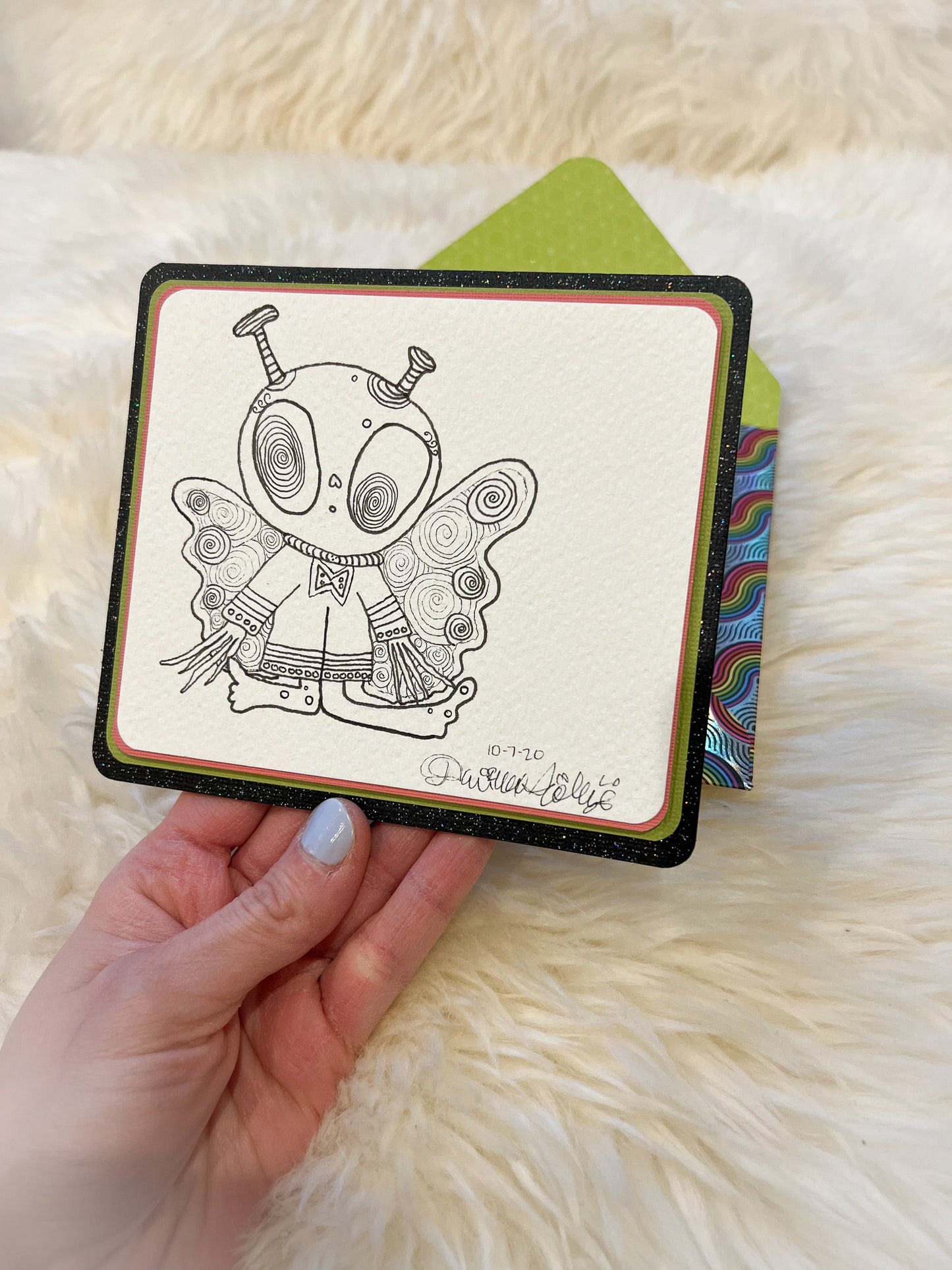 Original art Alien greeting card