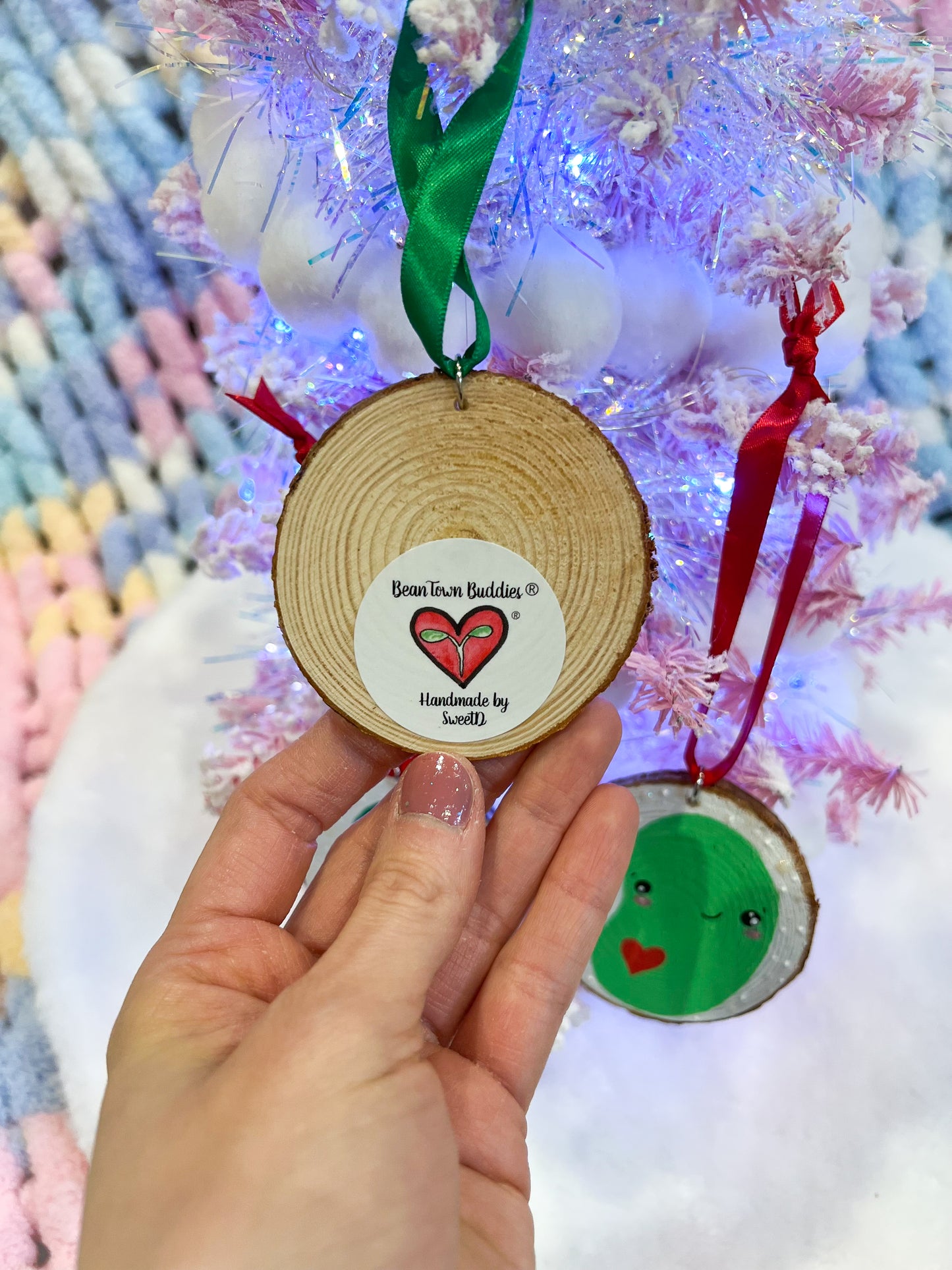 BeanTown Buddies® Wood Slice Jelly Bean Ornaments