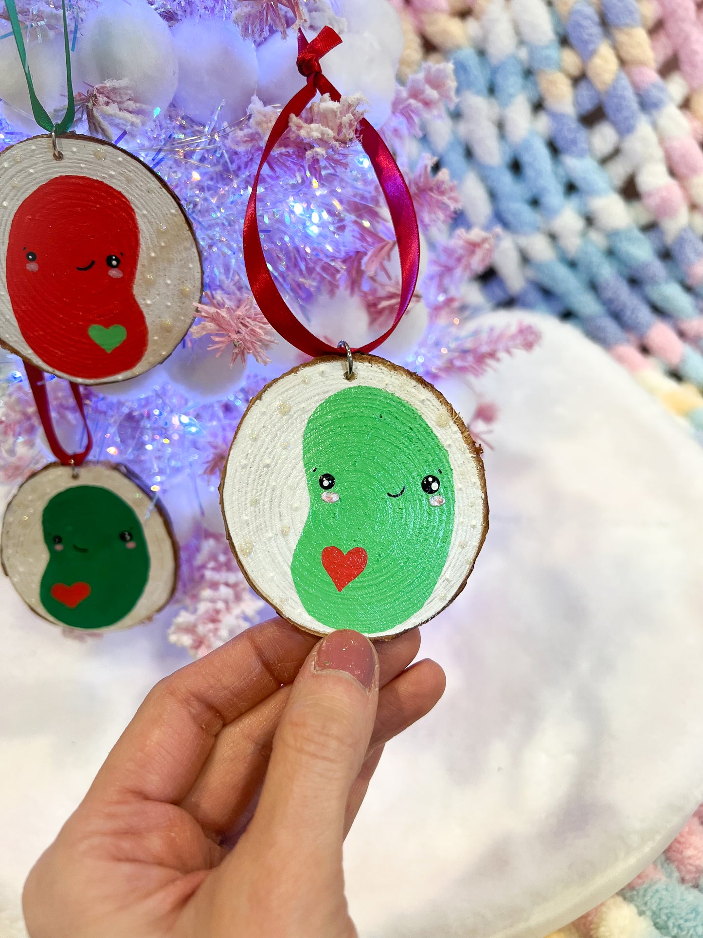 BeanTown Buddies® Wood Slice Jelly Bean Ornaments