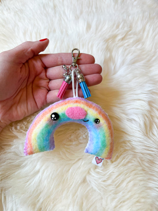 BeanTown Buddies® Rainbi Kawaii Rainbow Plush Keychain