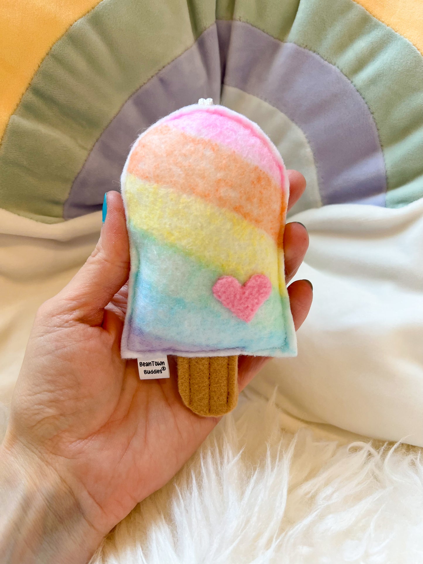 BeanTown Buddies® Oli Pop Rainbow Popsicle Keychain